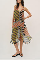 Boho Stripe Print Spaghetti Strap Maxi Dress