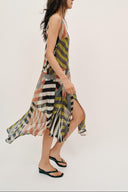 Boho Stripe Print Spaghetti Strap Maxi Dress