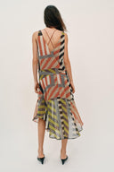 Boho Stripe Print Spaghetti Strap Maxi Dress