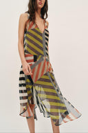 Boho Stripe Print Spaghetti Strap Maxi Dress