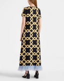 Black Twill Feather Trim Swing Dress