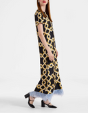 Black Twill Feather Trim Swing Dress