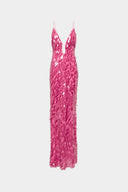 Elegant Pink Gem Sequin Maxi Dress
