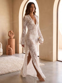 Elegant Lace Bell Sleeve Maxi Dress