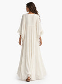 Elegant Batwing Sleeve Lace Flowy Maxi Dress