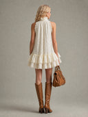 Sexy Lace Sleeveless Ruffle Mini Dress