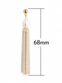 Pearl Rhinestone Tassel Drop Earrings
