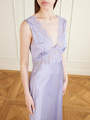 Lace-Trimmed Satin Midi Slip Dress