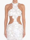 Elegant Halter Cutout Sequin Mermaid Maxi Dress