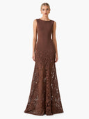 Elegant Sleeveless Lace Panel Mermaid Maxi Dress