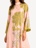Elegant Retro Print Satin Tie-Waist Maxi Dress