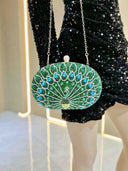 Retro Peacock Rhinestone Party Clutch Bag