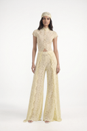 Lace Long-sleeved Top And Wide-leg Pants Set（Headscarf Not Included）