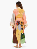 Unique Artistic Print Long Robe Style Maxi Dress