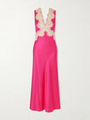 Lace-Trimmed Satin Midi Slip Dress