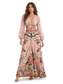 Elegant Lace Panel Printed Maxi Dress