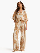 Bohemian Paisley Print Top & Wide-Leg Pants Two-Piece Set