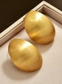 Brushed Gold Oval Stud Earrings