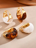 Amber Resin Sculptural Hoop Earrings