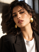 Brushed Gold Oval Stud Earrings