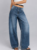 Retro Washed High Waist Barrel Leg Jeans
