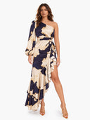 One-Sleeve Irregular Hem Maxi Dress