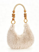 Stylish Beaded Plush Handbag