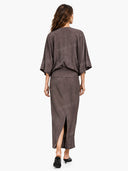 Casual Pleated Batwing Sleeve Maxi Dress