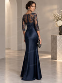 Lace Bodice Satin Mermaid Prom Maxi Dress