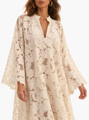 Casual White Long Sleeve Lace V-Neck Dress