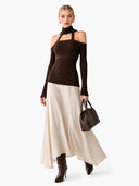 Minimalist Cutout High-Neck Contrast Two-Piece Set