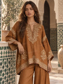 Casual Bohemian Floral Print Batwing Sleeve Shirt Two-Piece Set