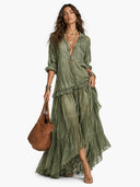 Classic Denim Ruffle Romantic Maxi Dress