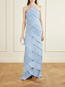 Pleated Tiered Halter Maxi Dress