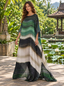 Elegant Gradient Print Kaftan Maxi Dress