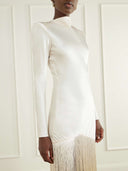 Elegant White Fringe Maxi Dress