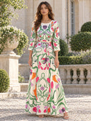 Bohemian Floral Print Loose Maxi Dress