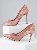 Floral Lace Pointed Toe Stiletto Pumps