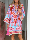 Casual Tropical Parrot Print Loose Mini Dress