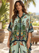 Exotic Jungle Print Batwing Sleeve Shirt