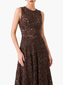 Elegant 3D Floral Lace Sleeveless Midi Dress