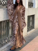 Elegant Lace Overlay V-Neck Chiffon Maxi Dress