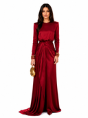 Elegant Draped Satin Maxi Dress