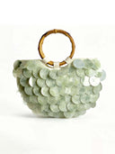 Bamboo Handle Shell Disc Statement Handbag