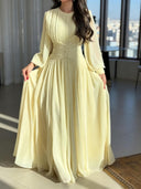 Elegant Ruched Chiffon Waist-Defined Maxi Dress