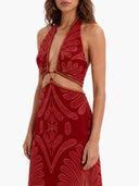 Casual Tribal Print Halter Cutout Maxi Dress
