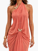 Elegant Open-Back Chiffon Maxi Dress