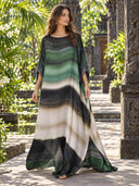 Elegant Gradient Print Kaftan Maxi Dress
