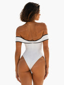 Sexy Strapless Black And White Colorblock One-Piece Swimsuit