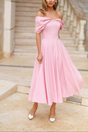 Elegant Off-the-shoulder Draped Maxi Dress